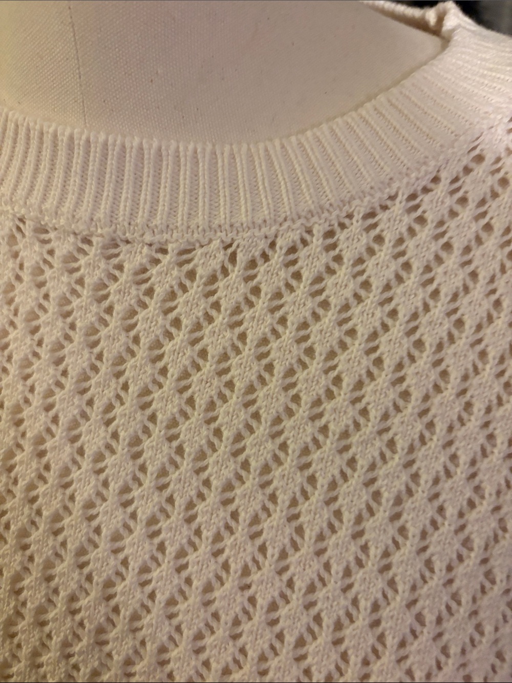 Lou & Grey Cream Knit Crewneck Sweater with Black Stripe Trim and Drawstring - Picture 2 of 7